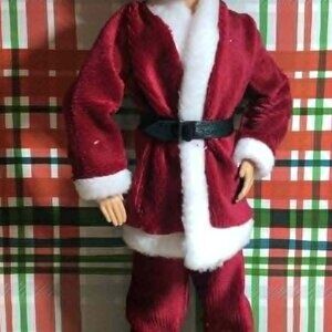 Barbie Clothes for Ken Christmas Wine Red Santa Suit Santa Clause Outfit